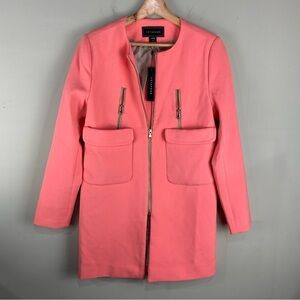 Metaphor: Missy Longline Zipper Pocket Winter Overcoat Jacket Salmon Pink‎ (NWT)